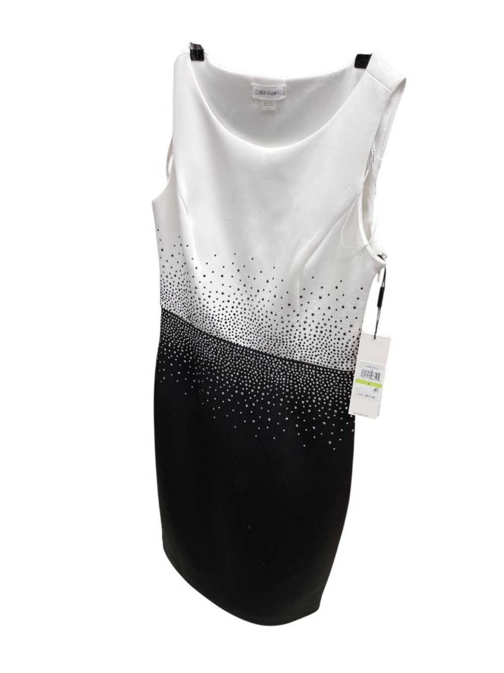 Calvin Klein wms black whitew hand beaded & sequined midi dress sz 4 SKU 10-388